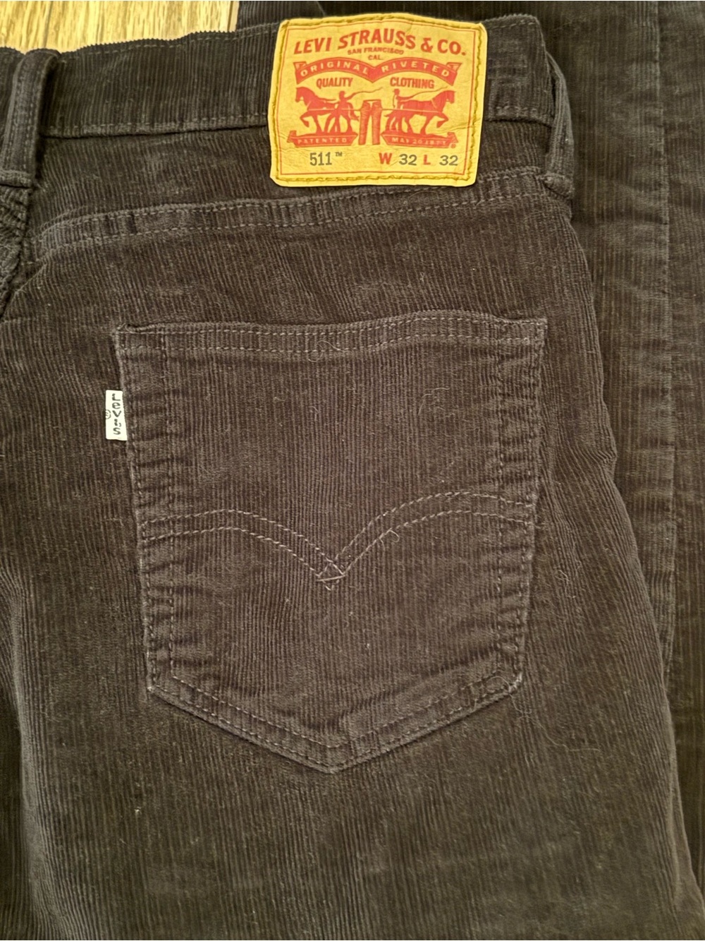Levi’s Mens 511 Slim Fit Corduroy Black Pants 32x32 2015 Dark Academia Preppy